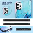 thumbnail image 2 of ULAK Wallet Case for iPhone 12 Pro Max, Leather Flip Folio Kickstand Phone Case with Card Holder for Apple iPhone 12 Pro Max 6.7" for Women Girls, Blue Marble, 2 of 8
