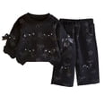 thumbnail image 3 of HVOBTTY Toddler Girl's Solid Color Crew Neck Long Sleeve Sweatshirt Long Pant 2 Piece Casual Matching Outfit Suits, 3 of 5