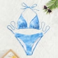 thumbnail image 6 of MIXUE Swim Suits for Women Solid Color Threaded Lace Triangle Cup Sexy Backless Bikini Sets for Women Swimwears Bathing Suits,Blue,M, 6 of 7