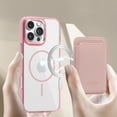 thumbnail image 4 of For iPhone 16 Pro Magnetic Clear Phone Case,Magnetic Detachable Card Slots Holder Wallet,Compatible with Mag-safe,Crystal Transparent Shockproof Protective Rugged Phone Case,Pink, 4 of 8