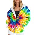 thumbnail image 2 of Hoodies for Women Tie Dye Print Hooded Long Sleeve Loose Fit Zip Up Pockets Drawstring Jacket for Casual Wear Sweatshirts for Women Multicolour L, 2 of 5