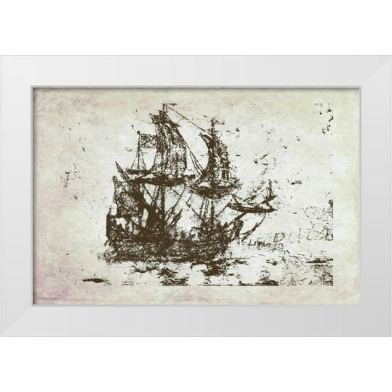Murdock, Ramona 32x23 White Modern Wood Framed Museum Art Print Titled - Primitive Frigate II