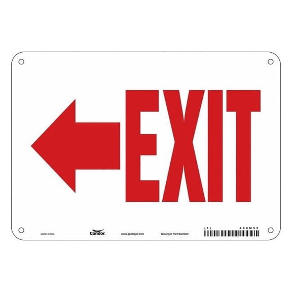 Condor Exit Sign, Aluminum, 10" W, 7" H, Exit, White 480M55