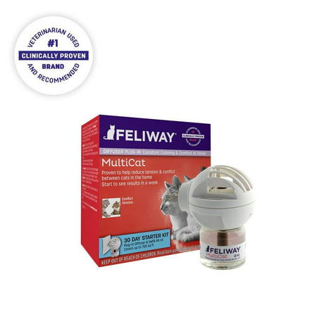 FELIWAY MultiCat Starter Kit for Cats (Diffuser and 48 ml Vial), #1 brand used and recommended by veterinarians By CEVA Animal