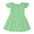 thumbnail image 4 of Toimothcn Baby Girls Dresses Ruffled Sleeve Solid Color Pleated Dress Soft Breathable Summer Dresses Comfy Girls Sundress, 4 of 5