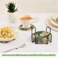 thumbnail image 5 of Yayeee 6 PCS Drink Coasters with Holder Set Woven Absorbent Round Tabletop Hot Pad, Beige Abstract, 5 of 7