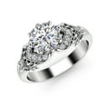 thumbnail image 2 of 0.75ct Natural Diamond Leaf Accent Engagement Ring, 2 of 4
