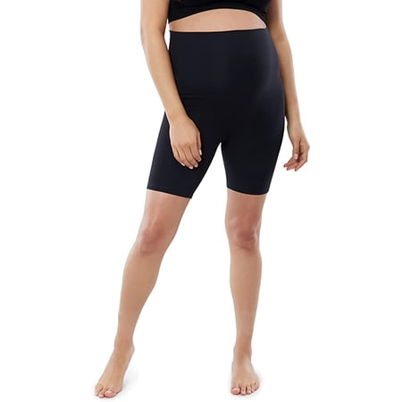 Ingrid & Isabel Basics Active Maternity Bike Short, Comfortable, Fold Over Panel, Black