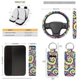 thumbnail image 5 of Yuyamidu Cute Dog Paw Car Seat Covers Full Set with Steering Wheel Cover Seat Belt Strap Cover Tie Dye Garbage Bag Rearview Mirror Protective Cover Cup Coasters Keychain 13 Pcs, 5 of 7