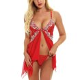 thumbnail image 4 of FASHIONWT Women Plus Size Sleepshirt With Thong Lace Babydoll Lingerie Front Closure Chemise, 4 of 5