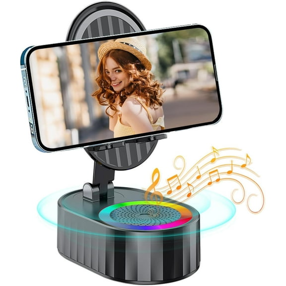 Cell Phone Stand with Wireless Bluetooth Speaker,Induction Speaker HD Surround Sound for Home and Outdoor,Compatible with iPhone/ipad/Samsung Galaxy