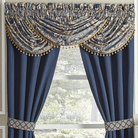 CROSCILL Aurelio Waterfall 100% Polyester 3 Inch Max Rod Diameter Swag Valance, Blue
