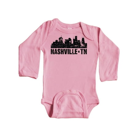 

Inktastic Nashville Skyline Grunge Gift Baby Boy or Baby Girl Long Sleeve Bodysuit