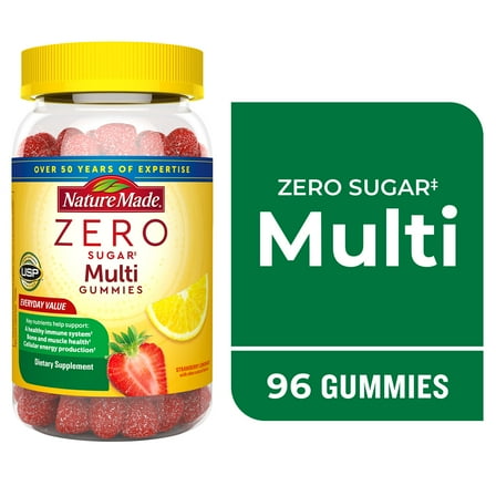 Nature Made Zero Sugar Multivitamin Gummies, Sugar Free Gummies, 96 Count