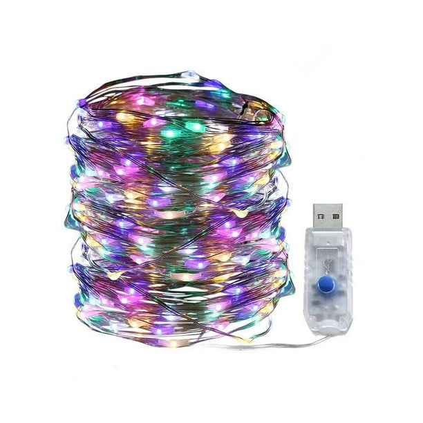 Wosthever USB LED Home Office Garden impermeable control remoto temporizador lámpara cadena 5m 50LEDs azul Iluminación navideña Blanco cálido 20m