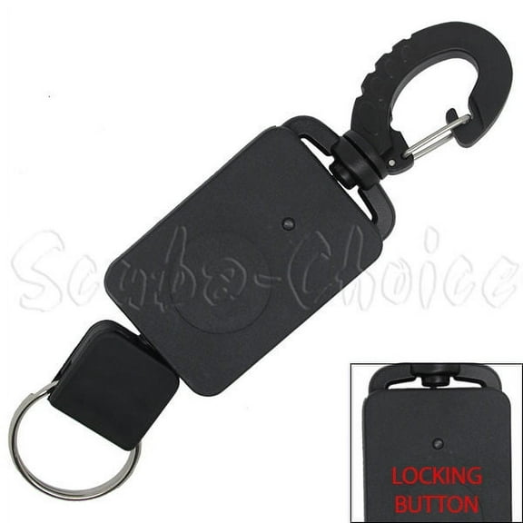 Scuba Diving Rebounding Style Compact Locking Retractor, Extends up to 18"
