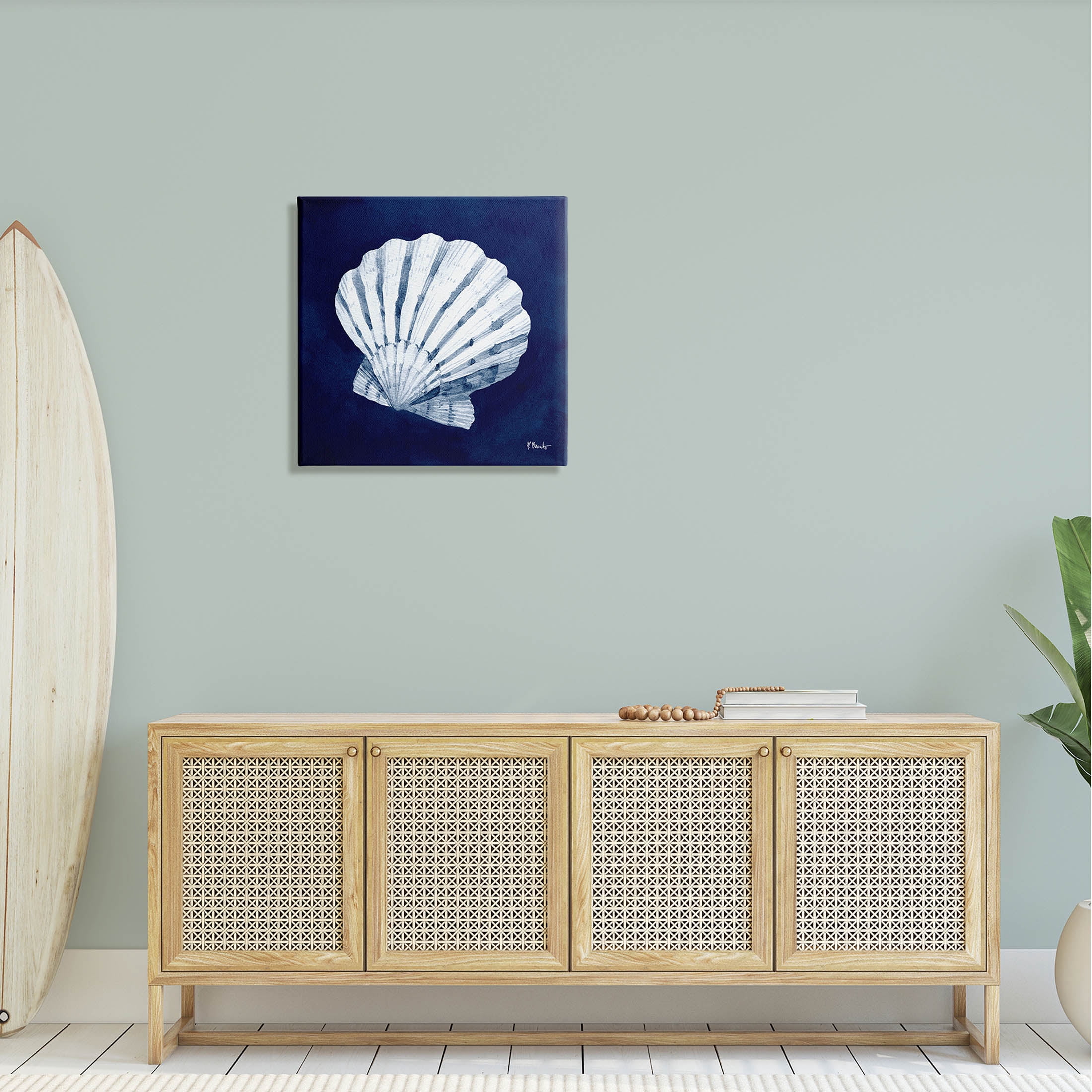 Stupell Industries Cyanotype Shells Traditional Scallop Graphic Art Gallery Wrapped Canvas Print Wall Art, Design by Paul Brent