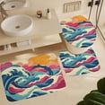 thumbnail image 6 of Colorful Summery Retro Style Waves 4 Piece Shower Curtain Sets Bathroom Sets with Shower Curtain And Rugs 4 Piece Luxury Elegant Texture Design Waterproof Personality Pattern Bath Curtain, 6 of 8
