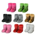 thumbnail image 4 of Willtoo Women's Furry Faux Fur Boots Fuzzy Fluffy Mid Calf Snow Boots Suede Warm Fur Lined Booties Flat Fashion Boots Black US-8（EU-40）, 4 of 6