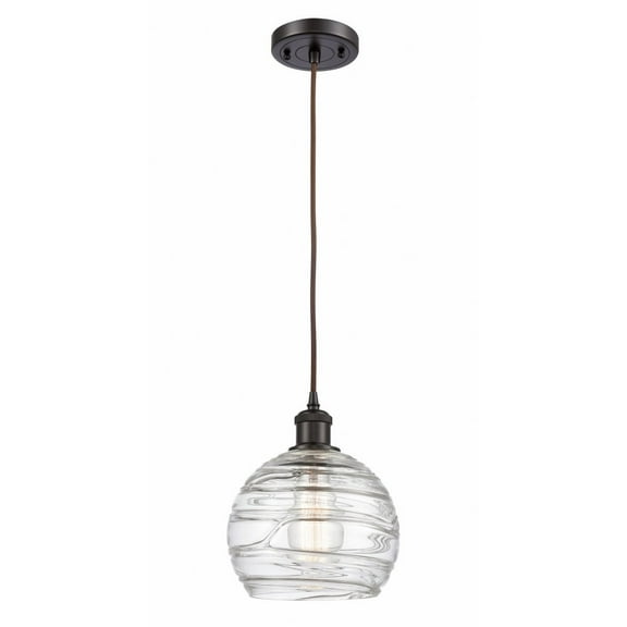 516-1P-OB-G1213-8-LED-Innovations Lighting-Deco Swirl-3.5W 1 LED Mini Pendant in Industrial Style-8 Inches Wide by 10 Inches High