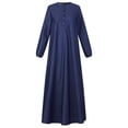 thumbnail image 5 of ZANZEA Women Round Neck Long Sleeve Full Length Abaya Dress Denim Dress, 5 of 11