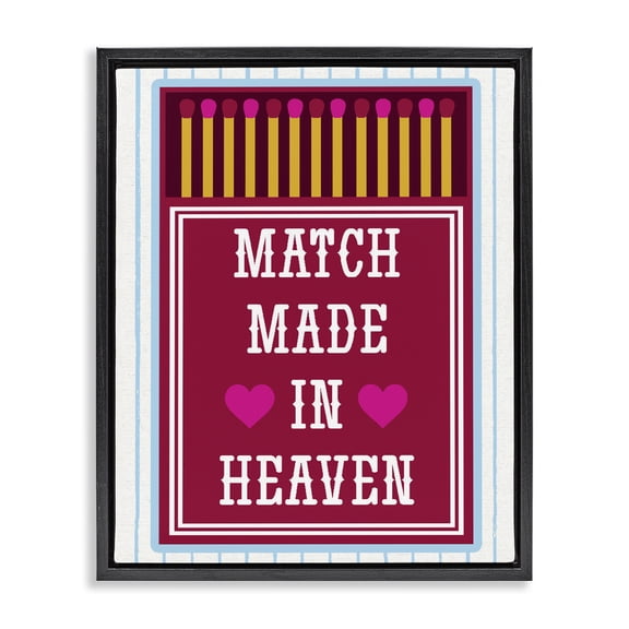 Stupell Industries Traditional Vintage Match Made In Heaven Black Floating Frame Canvas Art, 17 x 21, by Lil' Rue