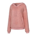 thumbnail image 4 of Fesfesfes Women Hooded Loose Solid Color Long Sleeve Hooded Cute Plus Fleece Jacket or, 4 of 9