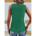 thumbnail image 4 of Tank Top for Women Loose Fit Sleeveless V Neck Tops Dressy Casual Eyelet Summer Flowy Blouse Dark green XXL, 4 of 5