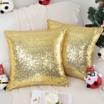 PiccoCasa 2 Pcs Sparkling Sequin Throw Pillow Covers 18" x 18'' Gold