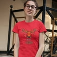 thumbnail image 3 of Tee Hunt Merry Christmas Buck T-Shrit Reindeer Rudolph Holiday Spirit Women's T-Shirt Tee, Red, X-Large, 3 of 5