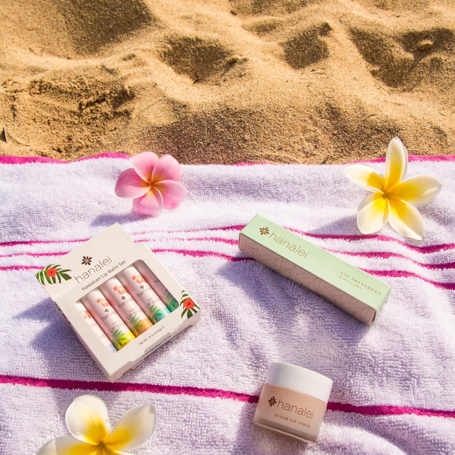 Hanalei Lip Balm and Moisturizer Set: 5 pack of Natural Hawaiian Kukui Oil and Beeswax Lip Balm to Replenish and Repair Dry, Chapped Lips - Tropical Citrus,Island Mint,Vanilla,Lili