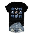 thumbnail image 1 of TSADFHJI Hauts de Noël Élégants pour Femmes avec Imprimé Rugby Décontracté Col Rond / Coupe Ample Manches Courtes TTG Noir, 1 of 3