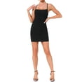 thumbnail image 2 of INSPIRE CHIC Ruched Mini Dress for Women's Spaghetti Strap Party Bodycon Dresses XS Black, 2 of 6