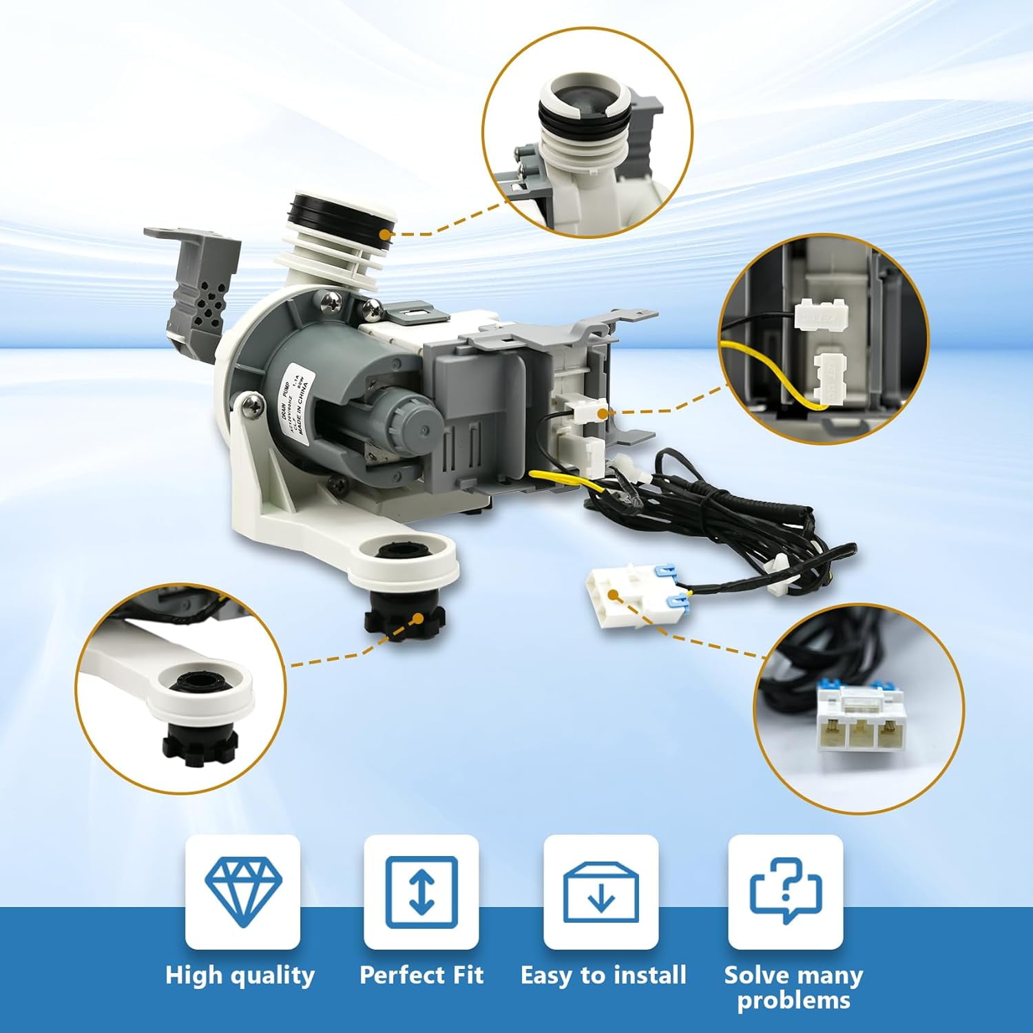 Aniceparthy DC97-19289F Washer Drain Pump Assembly Compatible with Samsung Washing Machine, Replaces for DC97-19289B,DC97-19289A,DC97-17349B,DC97-17366J,DC97-17366A,P6806651,PS12592631,Px3516-01