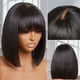 thumbnail image 2 of Brazilian Straight Bob Lace Wigs Glueless Straight Human Hair Wigs With Bangs Fringe Middle Part Bob Lace Wigs Realistic Scalp, 2 of 7