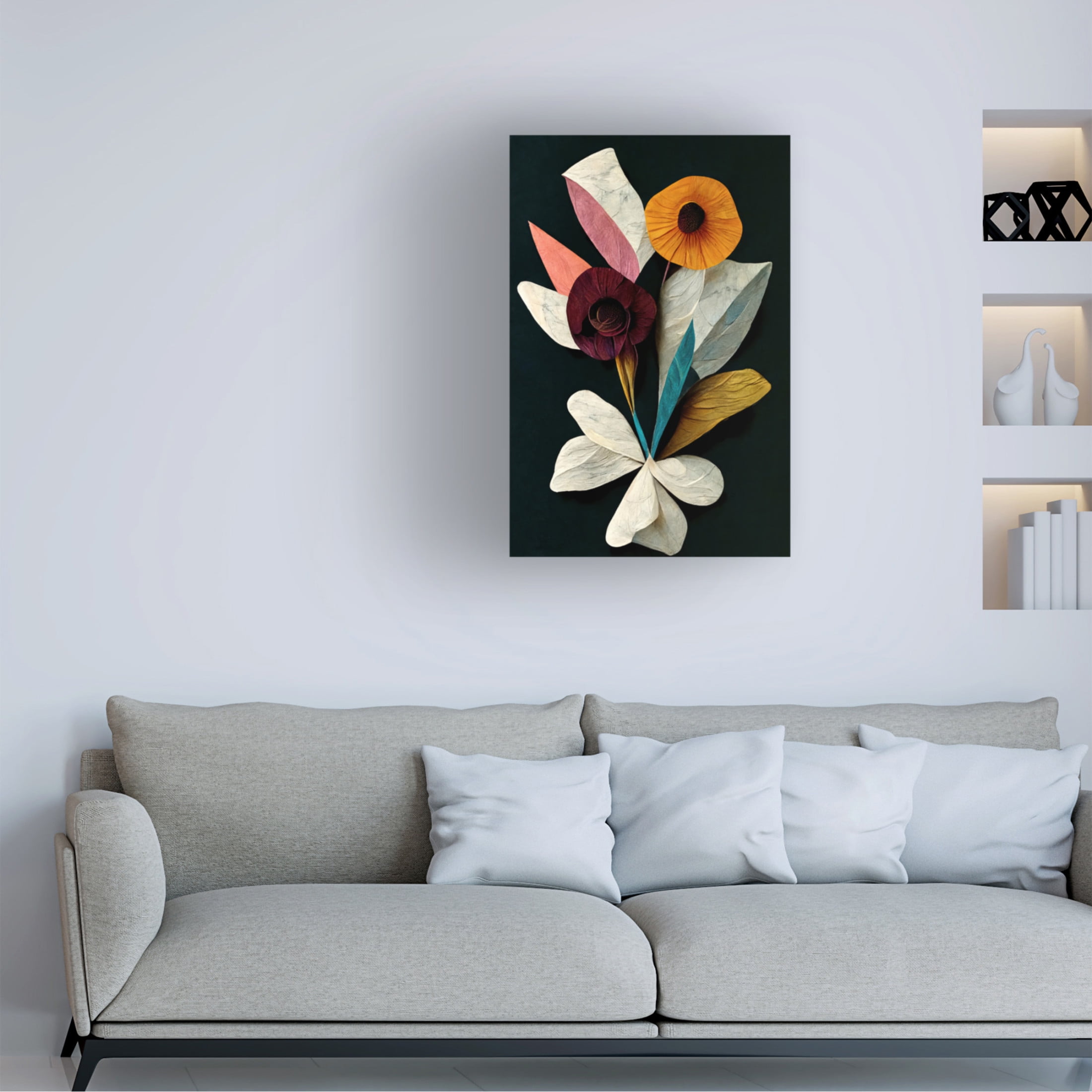 Canvas Wall Art - Treechild 'A Paper Bouquet' Wall Art for Living Room, Bedroom, or Office D?cor by Trademark Fine Art - 12 x 19 Inches
