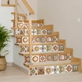 thumbnail image 5 of Mi Alma Removable Vinyl Floral Orange Backsplash Tile Stickers, 24pcs, 5 of 11