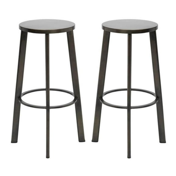 Home Square 30" Transitional Stainless Steel Seat Bar Stool in Silver - Set of 2