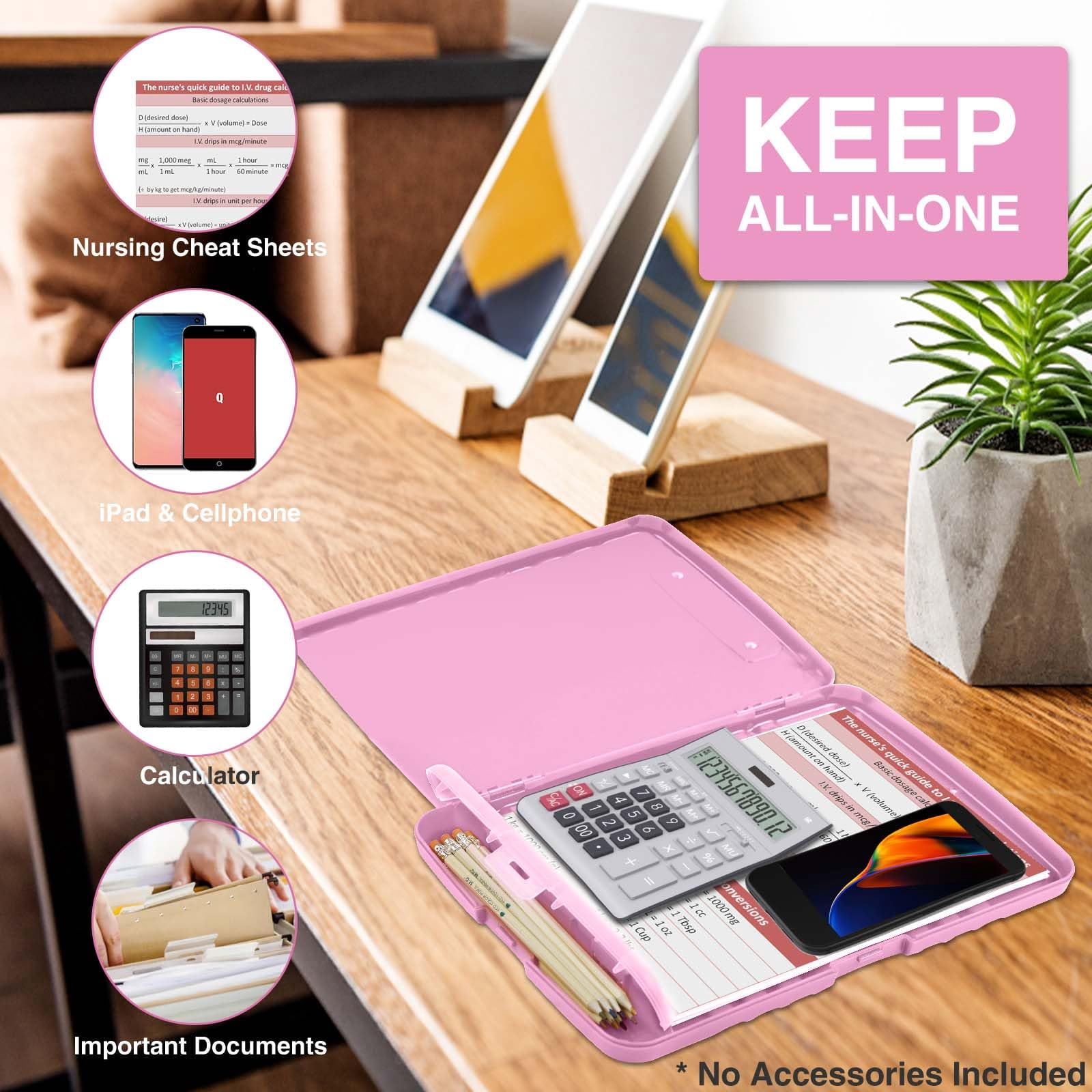 Clipboard With Storage  Clip Board 8.5 X 11 Pen Holder Plastic Organization Case Box For Letter Legal A4 Size Paper Low Profile Teachers Haves School & Office Supplies