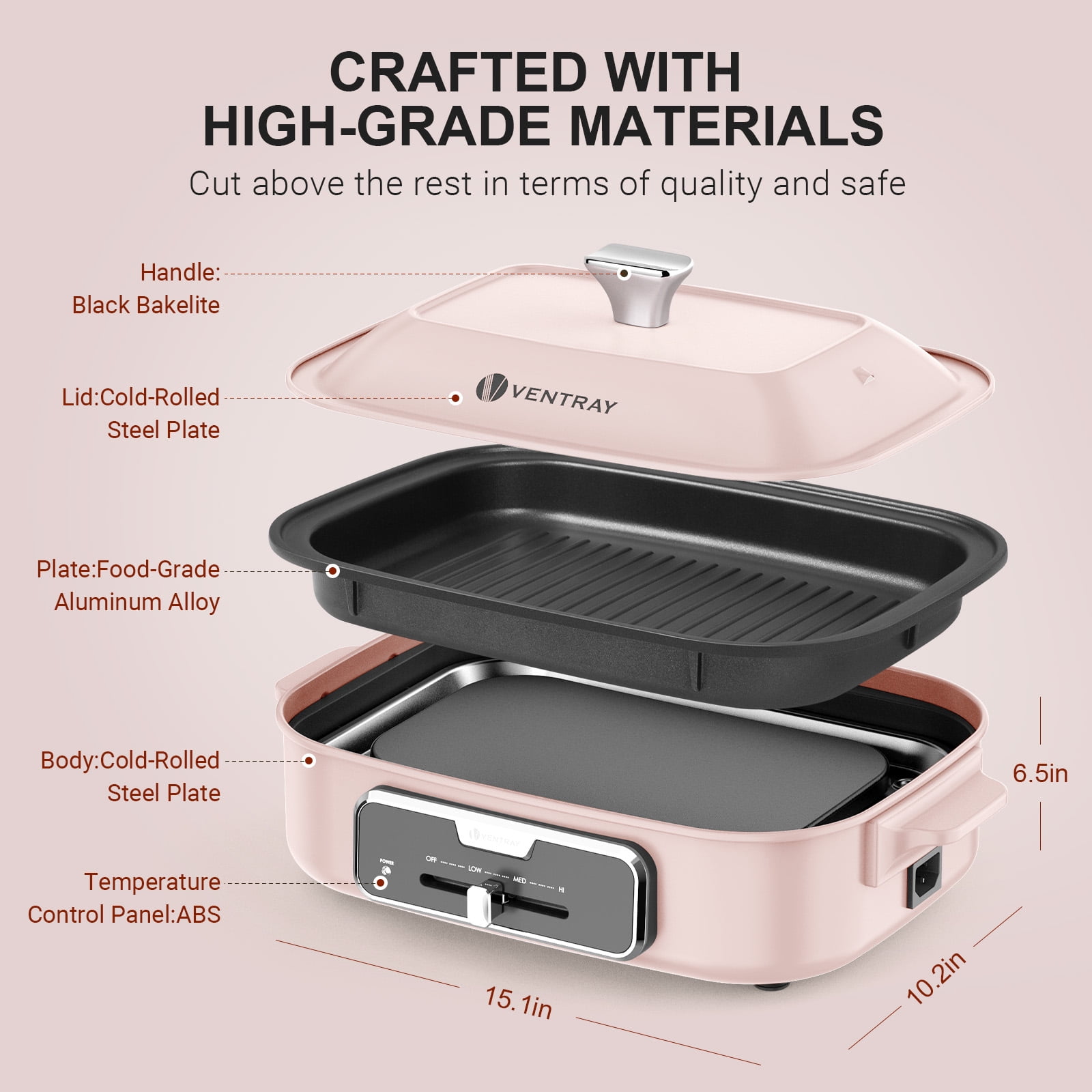 Ventray Electric Indoor Grill Healthy Grilling with Rapid Even Heat 
