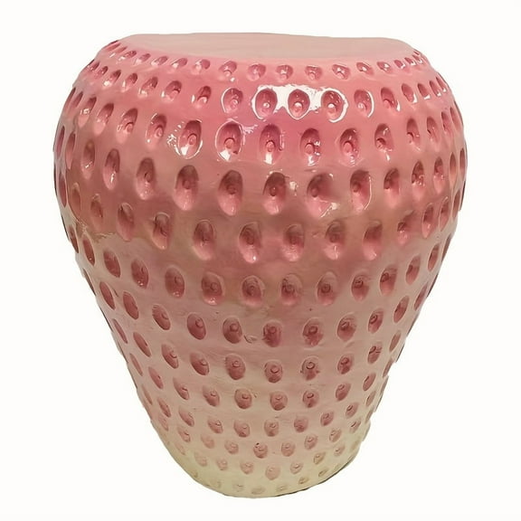 Red Strawberry Fruit Stool, 13.4" Oversized Resin Accent Stool for Indoor/Outdoor Decor, Multi-Functional Garden & Home Decoration Side Table