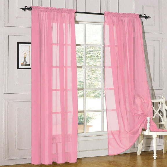 Modern Sheer Rod Pocket Window Curtains 2 Panels Set for Living Room Bedroom, 54W x 45L Inches