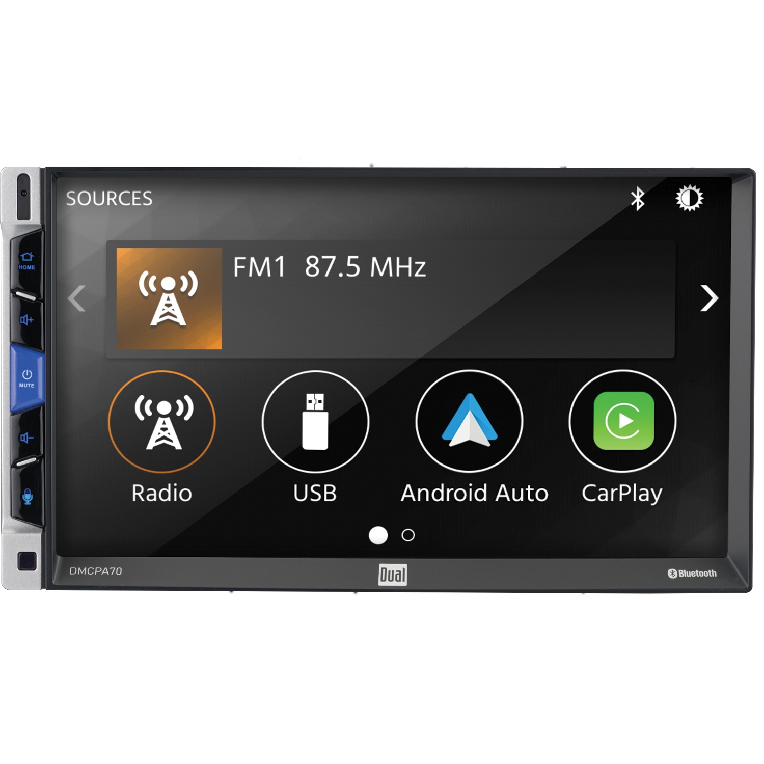 Dual DMCPA70 7-Inch Double-DIN In-Dash Mechless Receiver With Bluetooth, Apple Carplay, And Android Auto - image 5 of 8