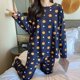 thumbnail image 1 of Pijamas de manga larga para mujer, conjunto de dos piezas de seda de leche, sección delgada, ropa de dormir transpirable, ropa de casa para estudiantes, Primavera, 1 of 4