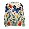 thumbnail image 7 of Watercolor Wildflowers Women's Floral Printed Sweatshirt Long Sleeve Crewneck Casual Loose Vintage Graphic Pullover Tops, 7 of 7