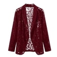 thumbnail image 4 of CYYOLLPF Womens Oversized Zip Hooded Knit Sweater Hollow Out Mesh Sheer Crochet Long Sleeve Cardigan with Side Pockets Breathable Lightweight Boho Beach Vacation Cover Up Outwear Red XL, 4 of 4