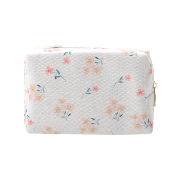 Bolsas de maquillaje portátiles únicas 1 Pc Blanco Rosa claro Poliéster