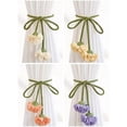thumbnail image 4 of Flower Curtain Tiebacks, Handmade Floral Curtain Holders, Farmhouse Style Curtain Ties, Flower Design Woven Rope Ties for Living Room, Cute Flower Curtain Ties Decorative 4Pcs, 4 of 7