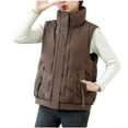 thumbnail image 2 of Women's Puffer Vest Lightweight Sleeveless Jacket Stand Collar Zip Up Quilted Coats Warm Winter Outdoor Casual Travel Hiking, 2 of 8