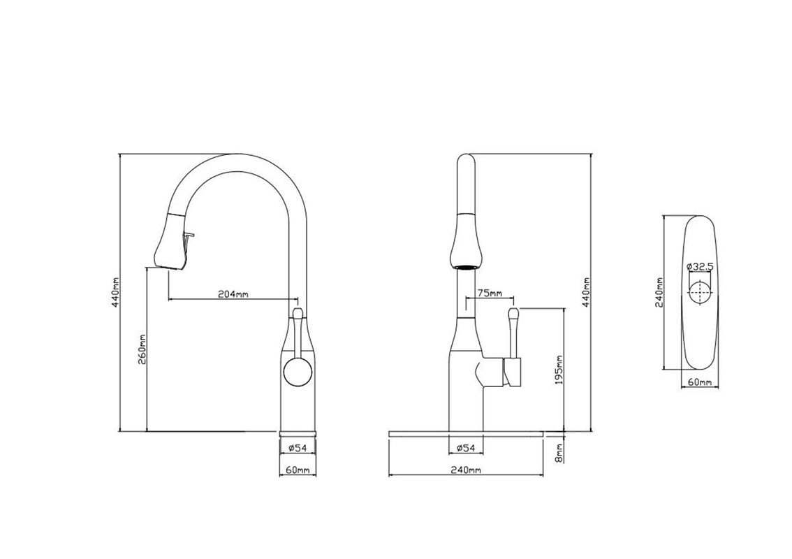 AUKTOPT Modern Hidden Pull-Out Kitchen Faucet with 2 Water Modes, Swivel High Arc Kitchen Sink Faucet with Deck Plate Suit to 1 or 3 Holes , Solid Brass Construction, Brushed Nickel